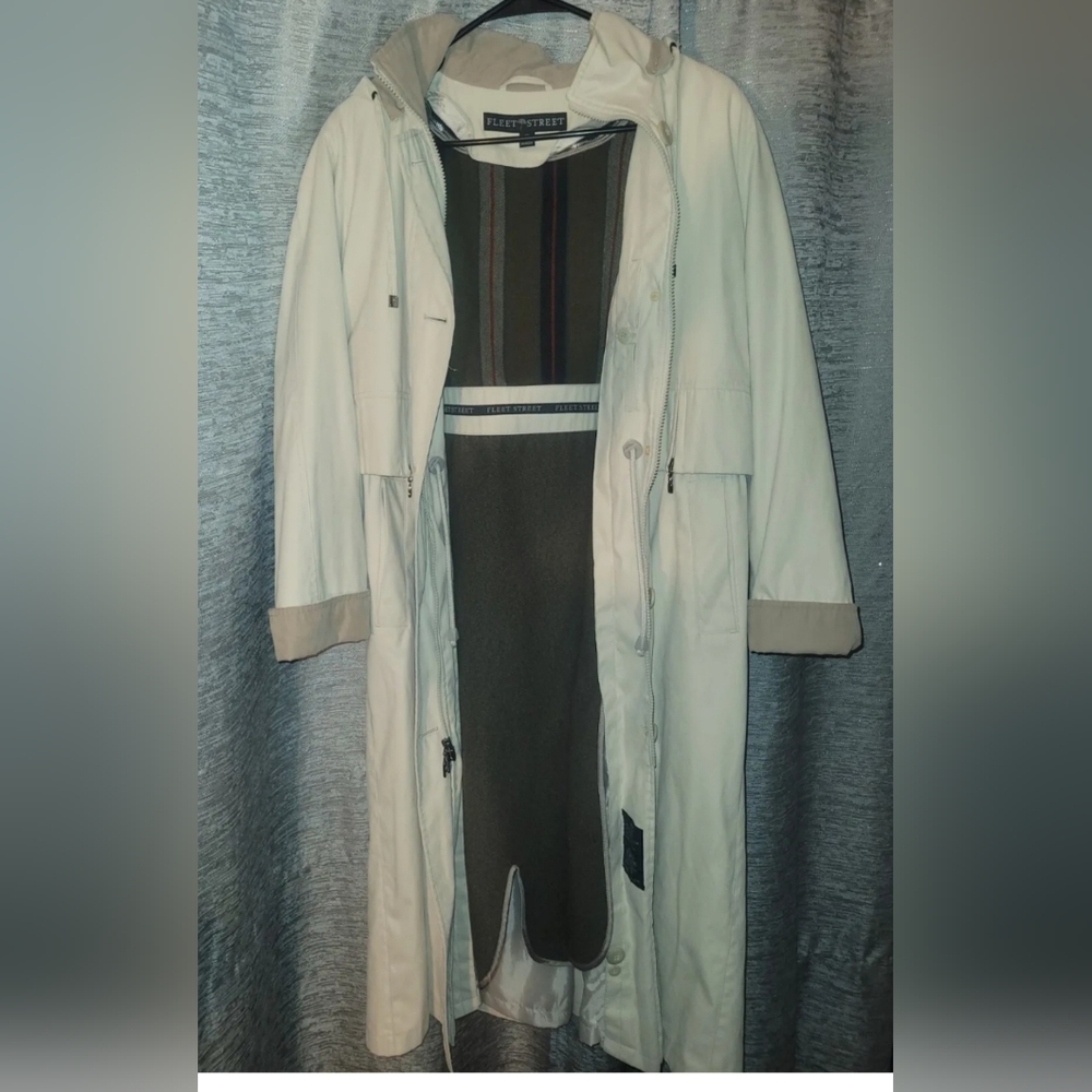 Trench Coat *Fleet Street* Women’s 12P  Rain Hooded Jacket Zip & Button Front